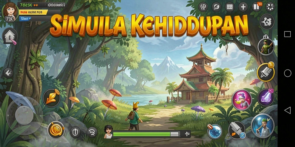 Tampilan gameplay menarik dari 73K dengan berbagai aktivitas.