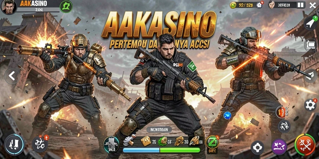 Gameplay aksi seru dalam AAKASINO dengan pertempuran mendebarkan.