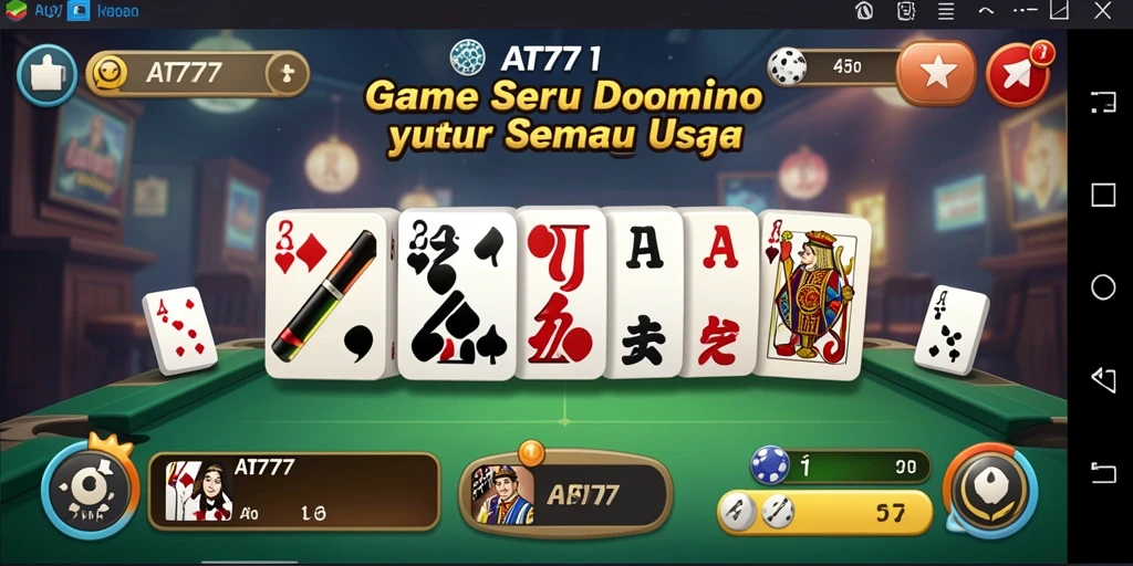 Tampilan gameplay AT777 saat bermain Domino secara online.