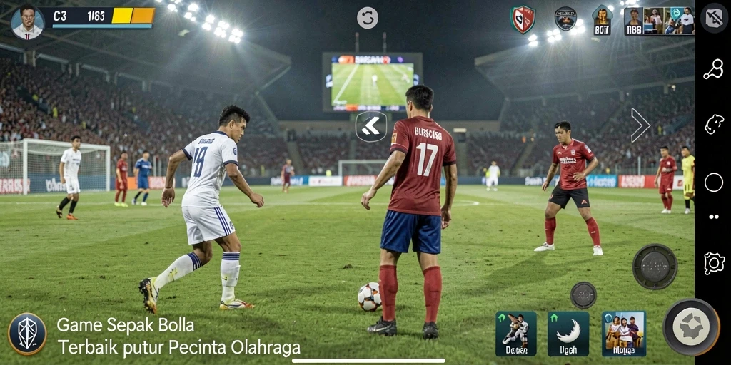 Tangkapan layar permainan <strong>BURSA188</strong> menampilkan aksi sepak bola yang mendebarkan.