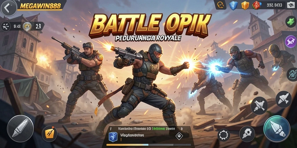 Tampilan seru dari gameplay Battle Royale di MEGAWIN888.