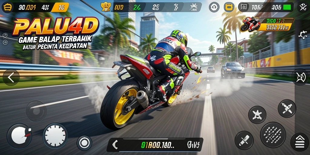 Tampilan gameplay balap motor yang mendebarkan di PALU4D.