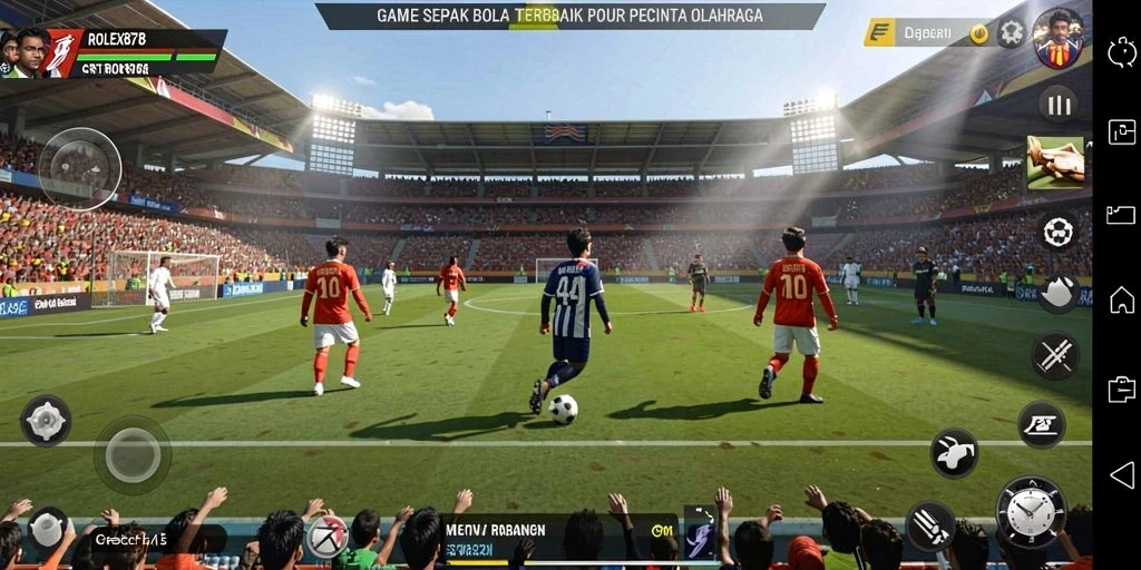 Screenshot gameplay <strong>ROLEX878</strong> menampilkan aksi seru dari pertandingan sepak bola.